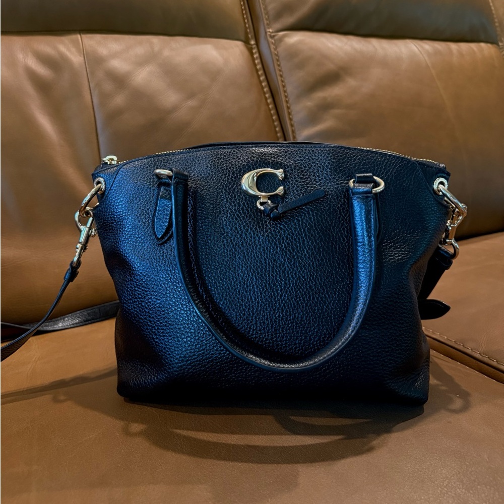 Coach Black Pebbled Leather Shoulder Bag